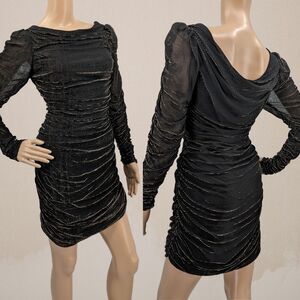 Vintage 1990s Scarlett Mini Dress Metallic Ruched Glam Whimsygoth Hollywood 5